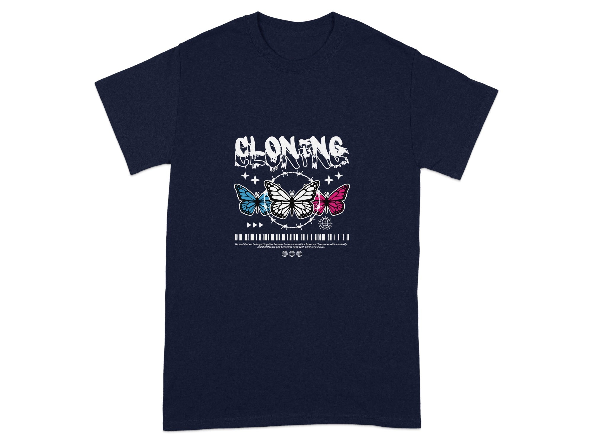 Cloning Butterfly Graphic Tee with Unique Design