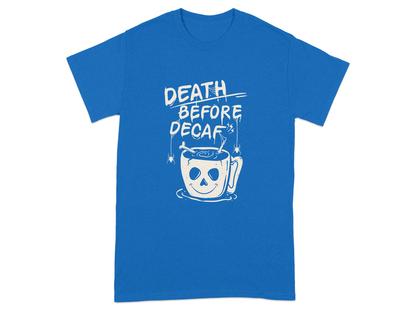 Death Before Decaf Skull Coffee Mug Graphic T-shirt