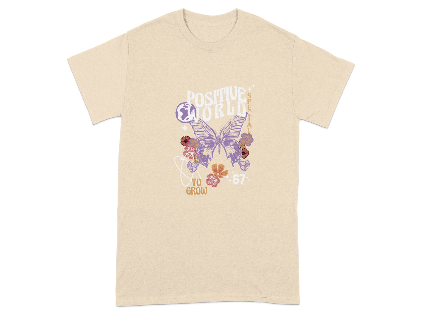 Positive World Butterfly Graphic Print T-Shirt
