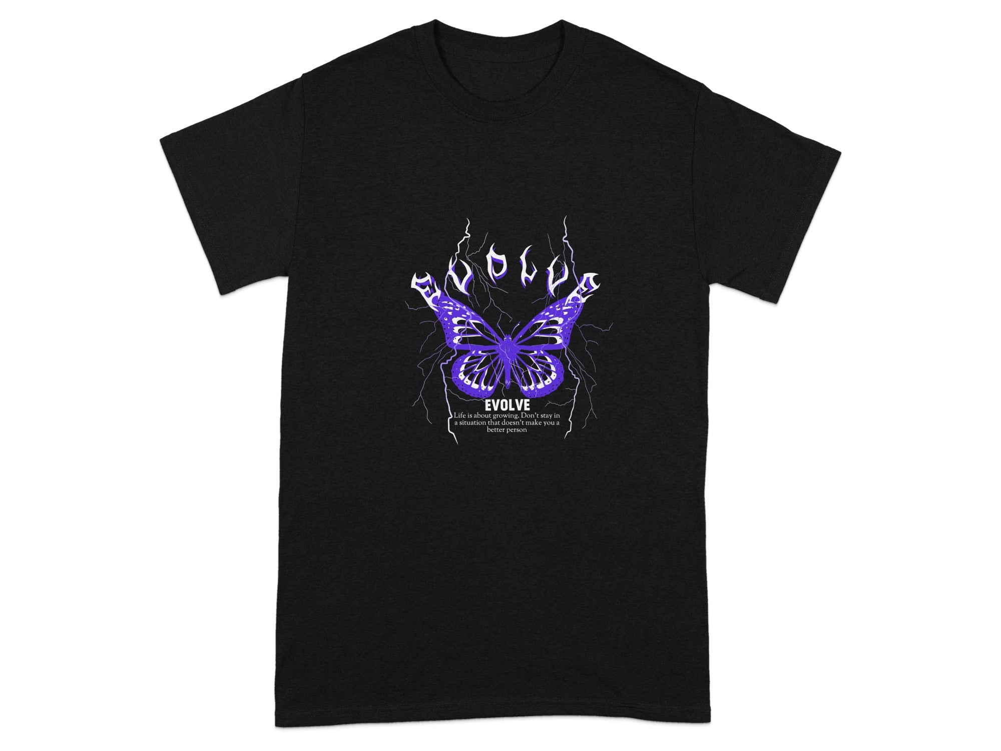 Evolve Purple Butterfly Electric Graphic T-Shirt