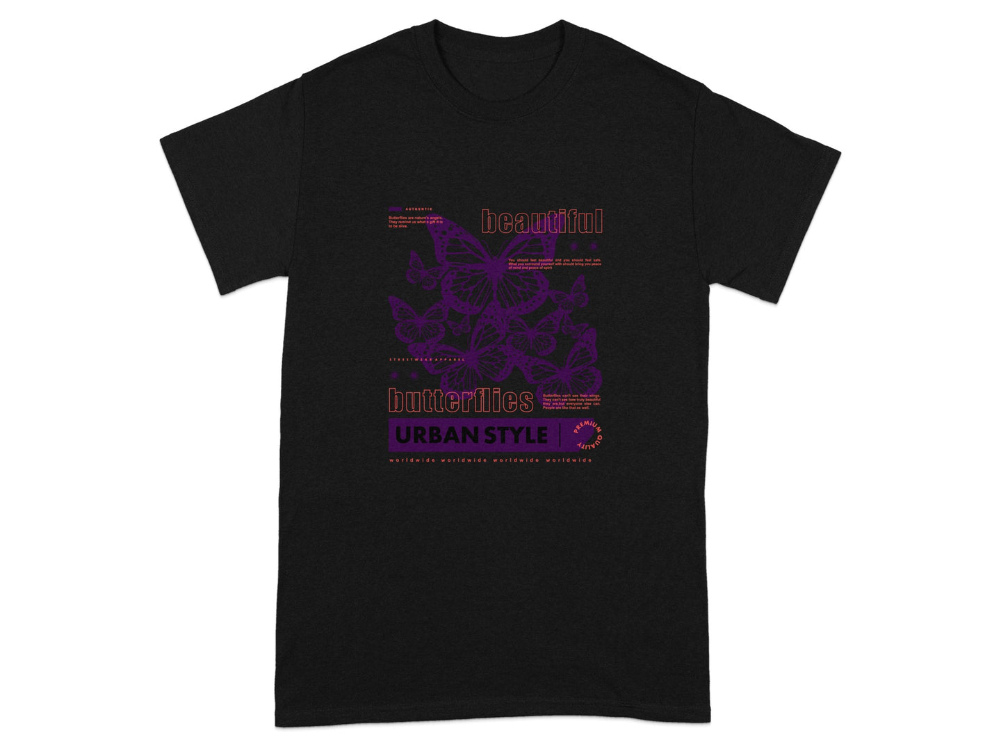 Beautiful Butterflies Urban Style Graphic T-Shirt