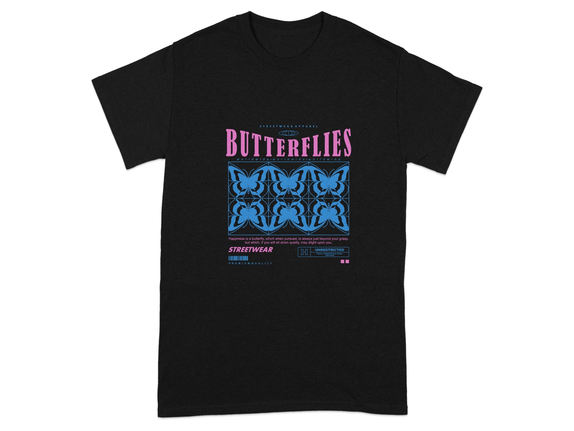 Butterflies Streetwear Graphic Print T-Shirt