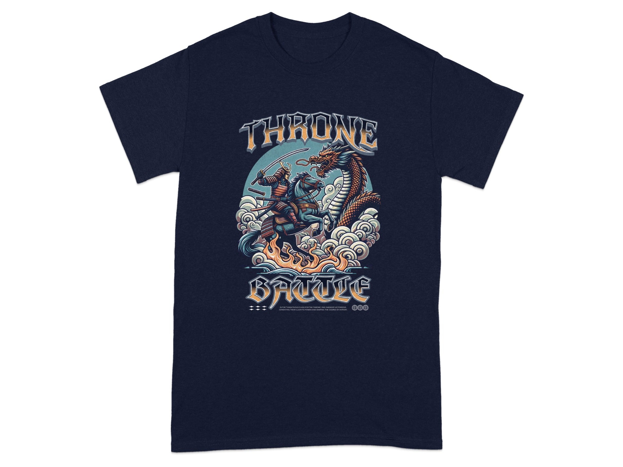 Throne and Battle Shirt Featuring Warrior and Dragon