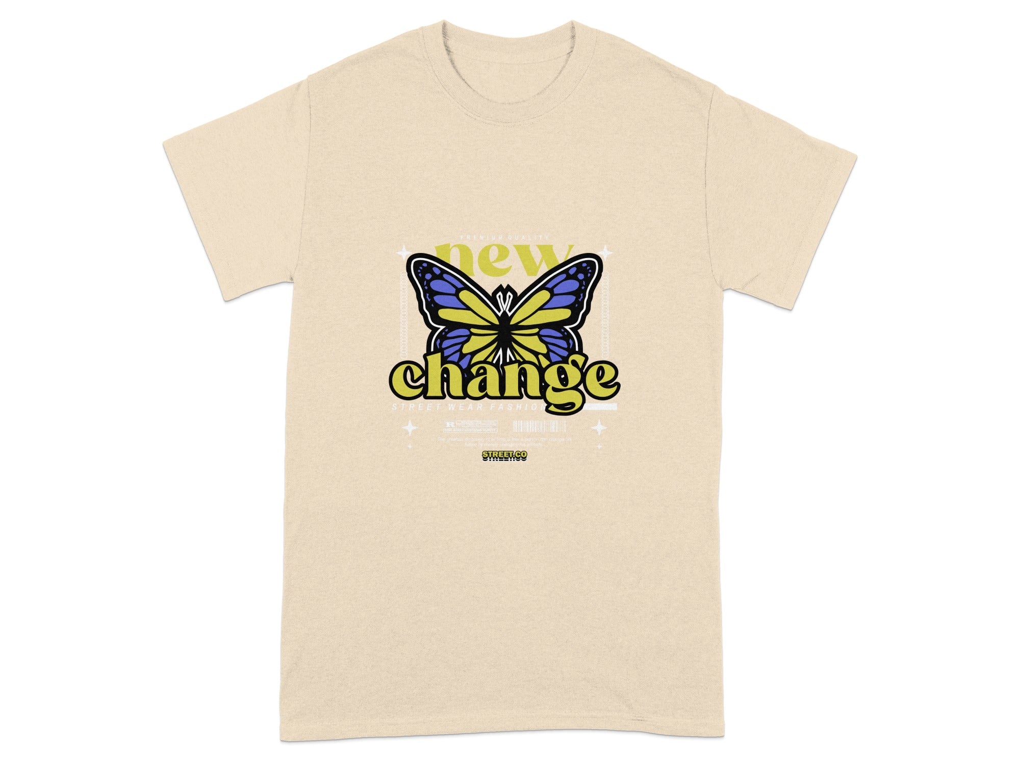 New Change Butterfly Graphic Beige T-Shirt