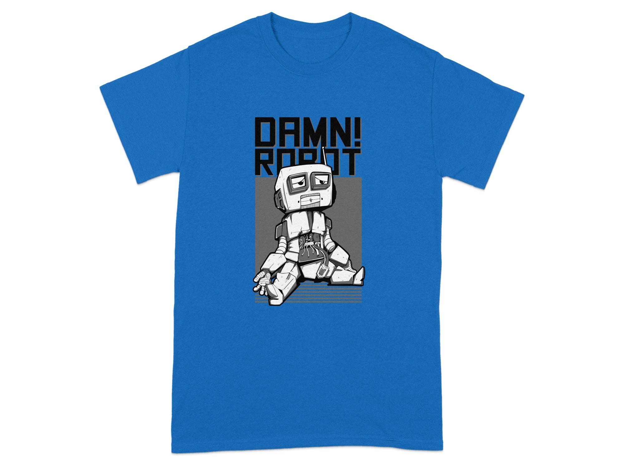 Damn Robot Graphic Printed T-Shirt in Blue