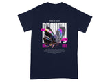 Butterfly Graphic Design on Dark Blue Apparel