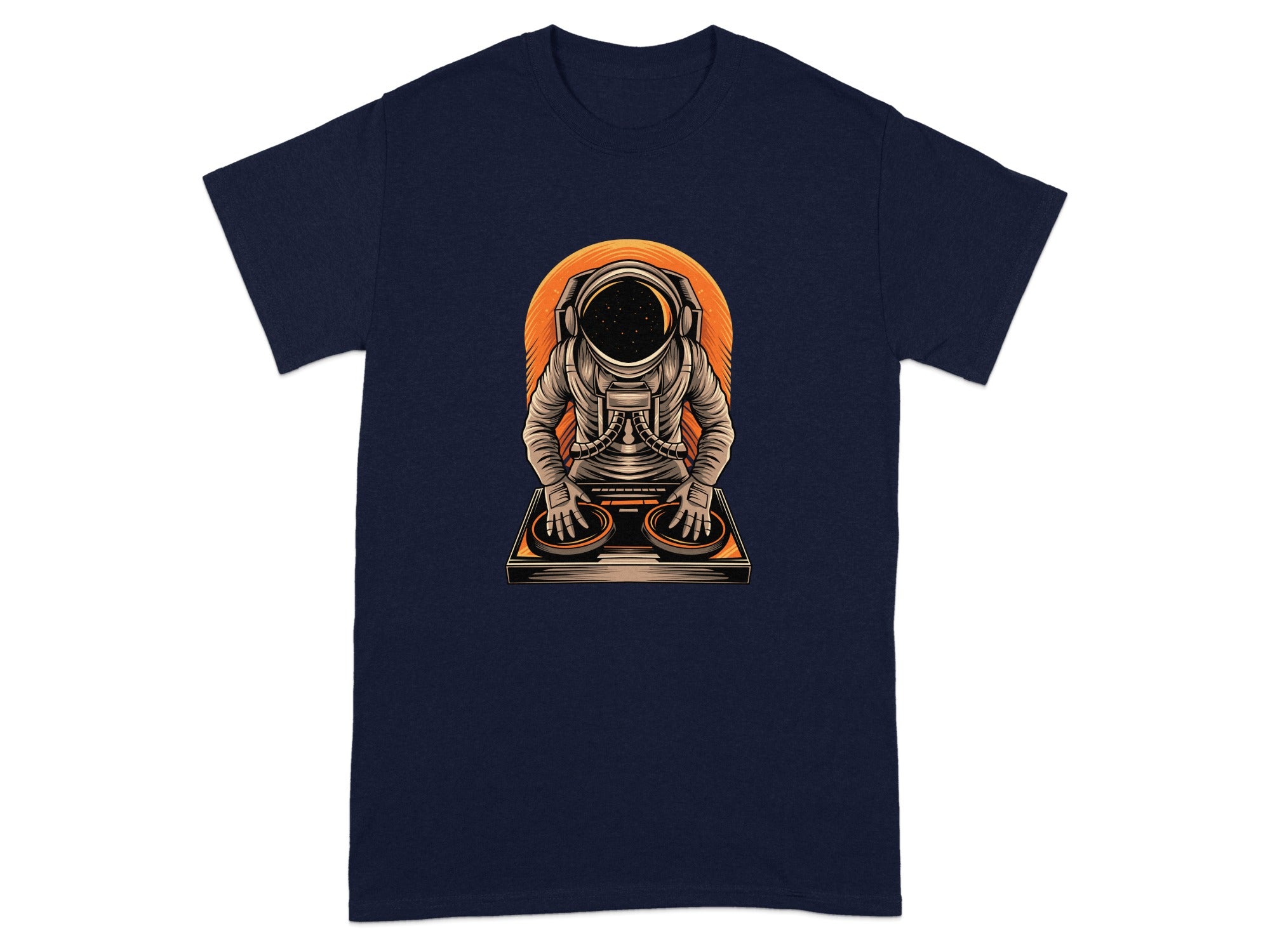 DJ Astronaut Sunset Themed Graphic T-Shirt