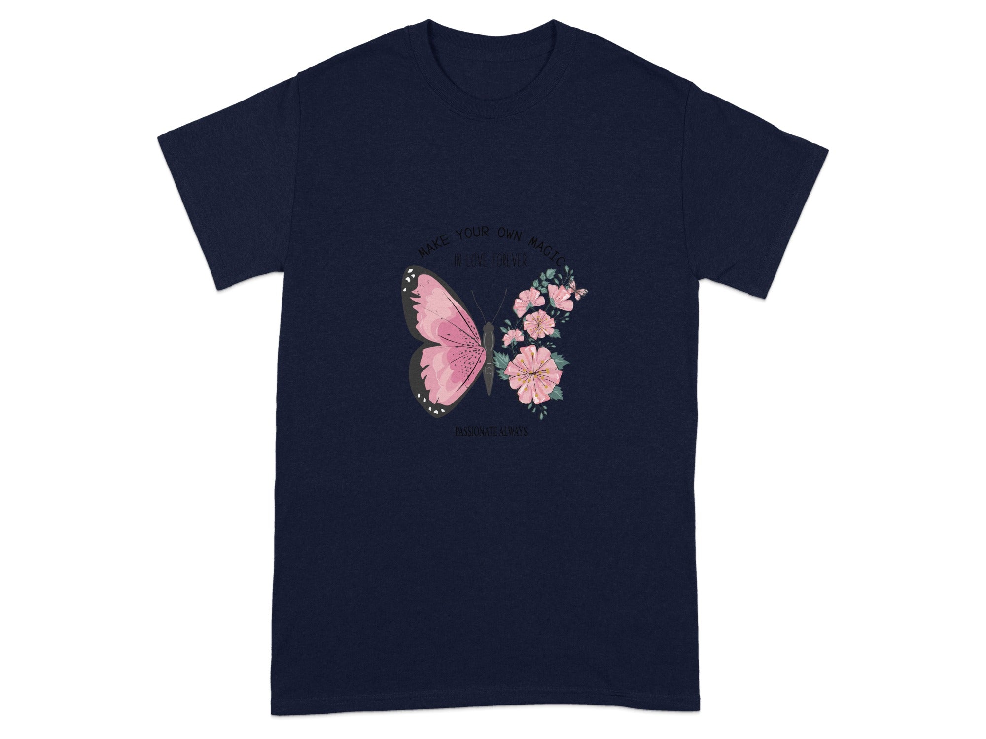 Inspirational Pink Butterfly and Flowers T-shirt