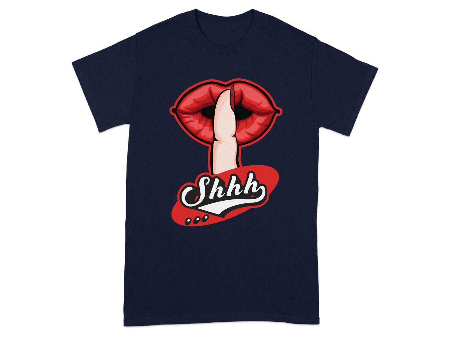 Shhh Finger Over Lips Graphic Art Tee Shirt