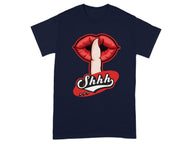 Shhh Finger Over Lips Graphic Art Tee Shirt