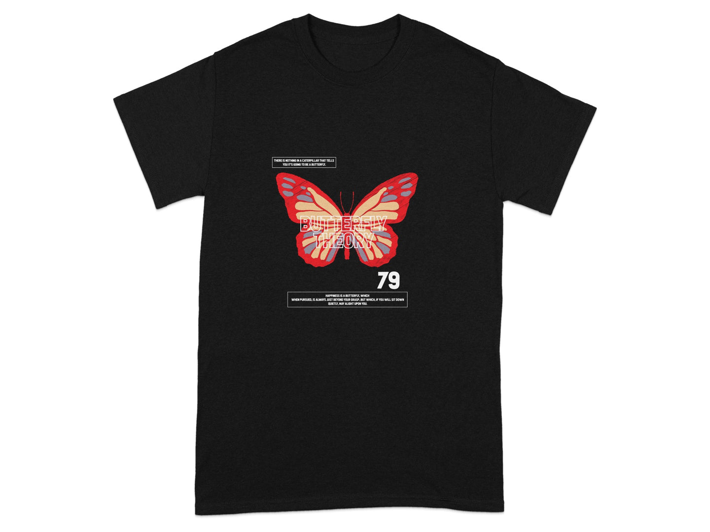Black Tee with Red Butterfly and Number 79 Design