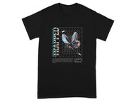 Trapped butterfly in geometric design shirt