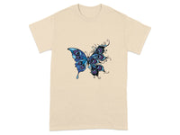 Blue and Purple Artistic Butterfly Graphic T-shirt
