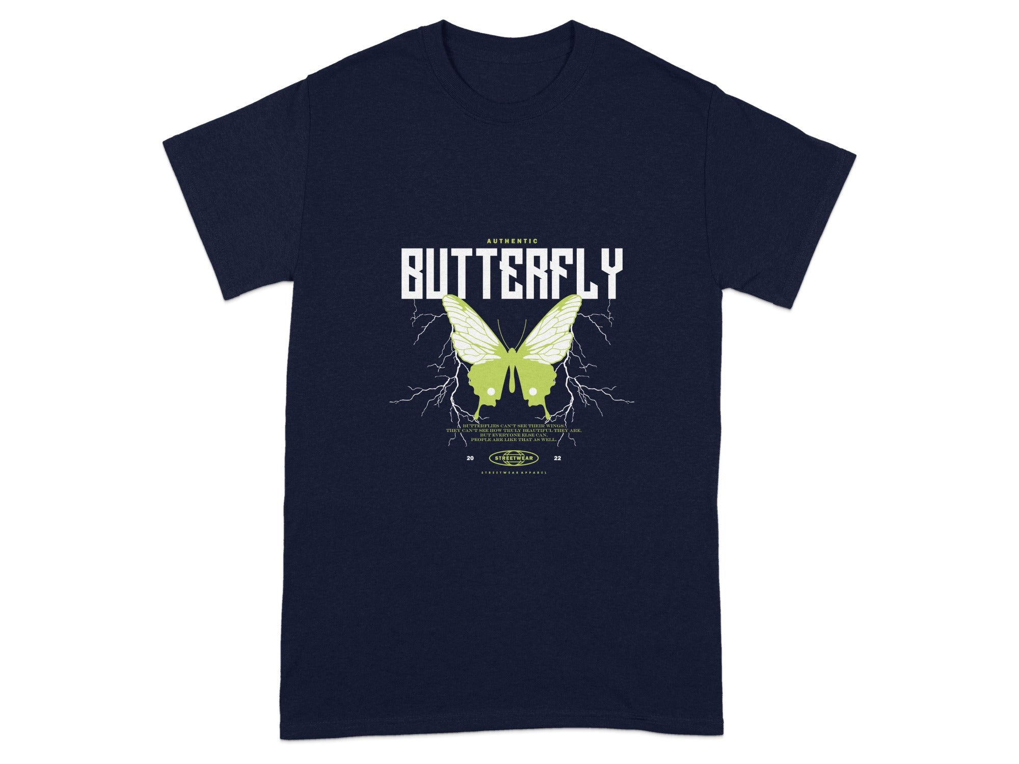 Authentic Butterfly Graphic T-shirt with Neon Accents