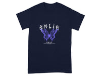 Butterfly Graphic Art Smile Dark Blue T-Shirt