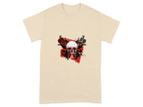 Bold Graphic Skull and Floral Design T-Shirt