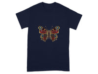 Intricate Butterfly Design on Navy Blue T-Shirt