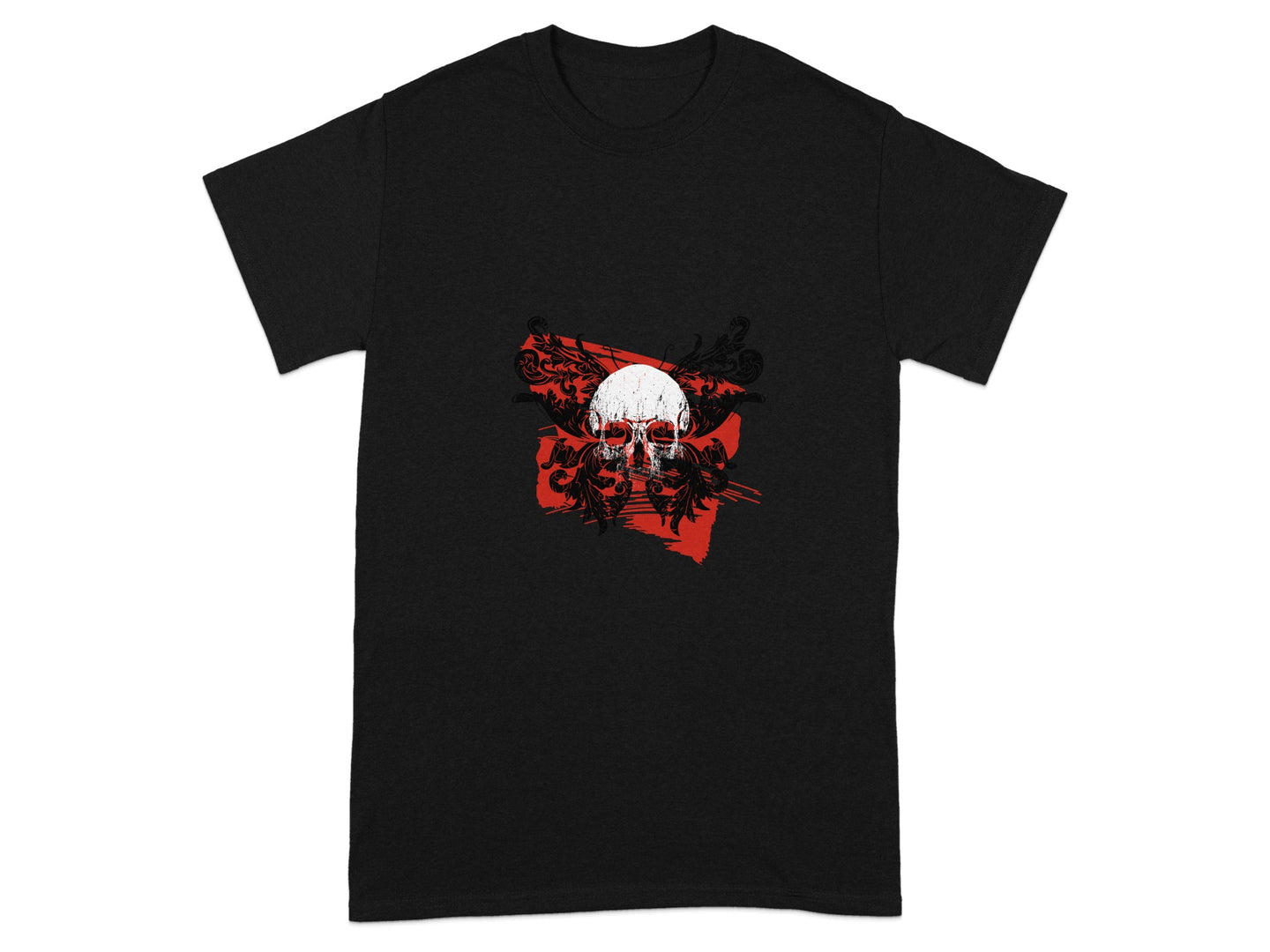 Unique Skull and Red Art Graphic Tee