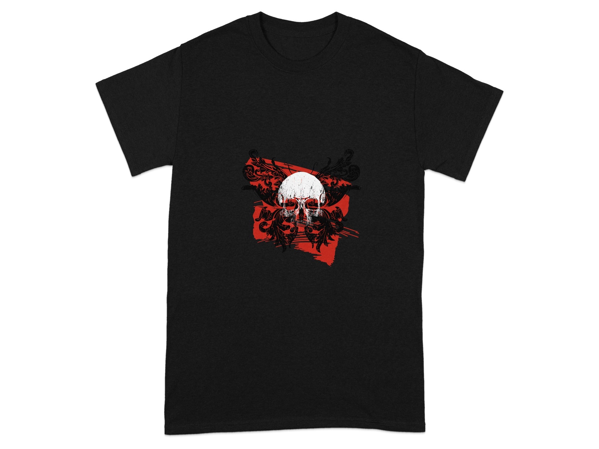 Unique Skull and Red Art Graphic Tee