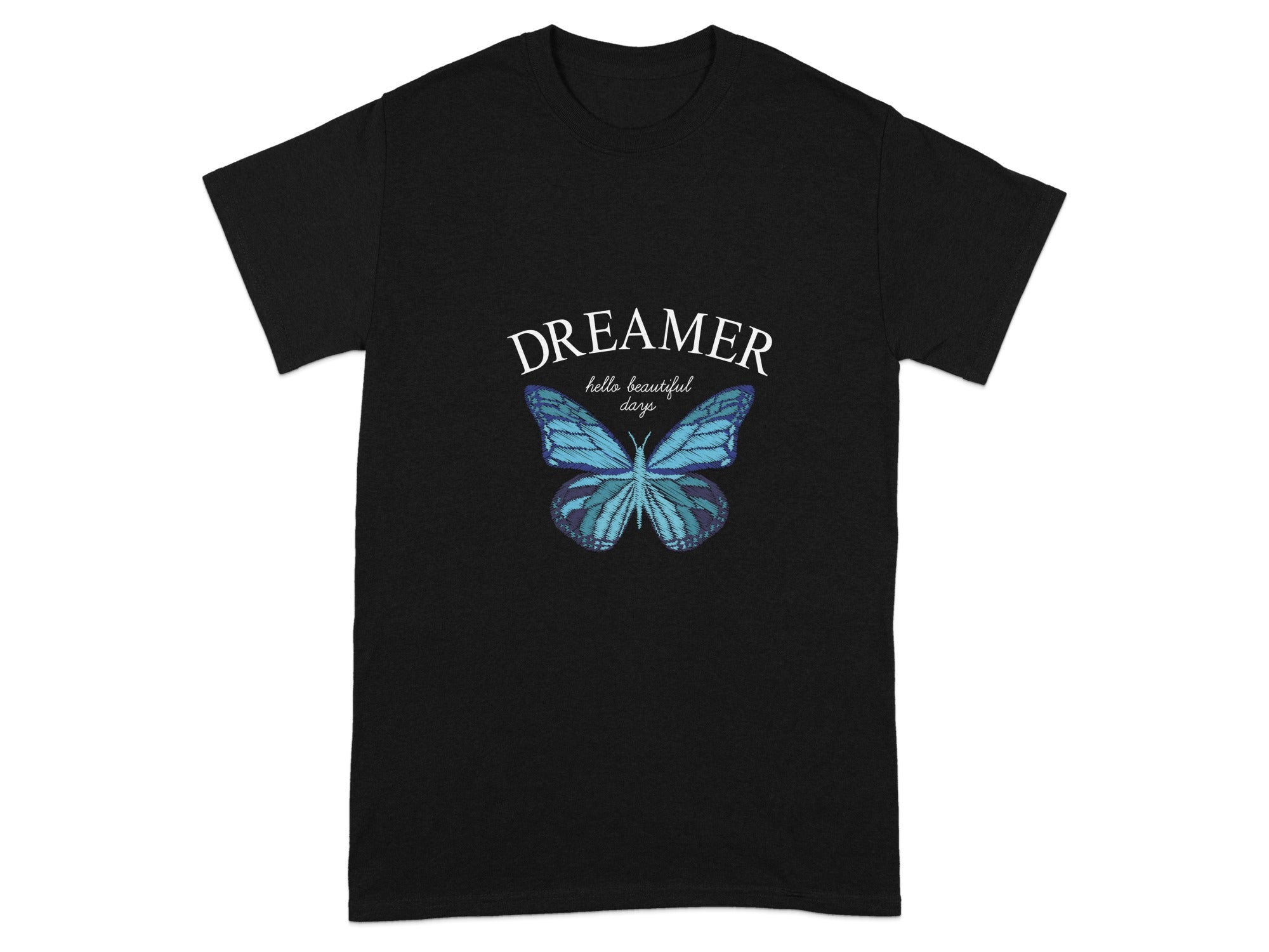 Dreamer Blue Butterfly Design T-Shirt for Stylish Look