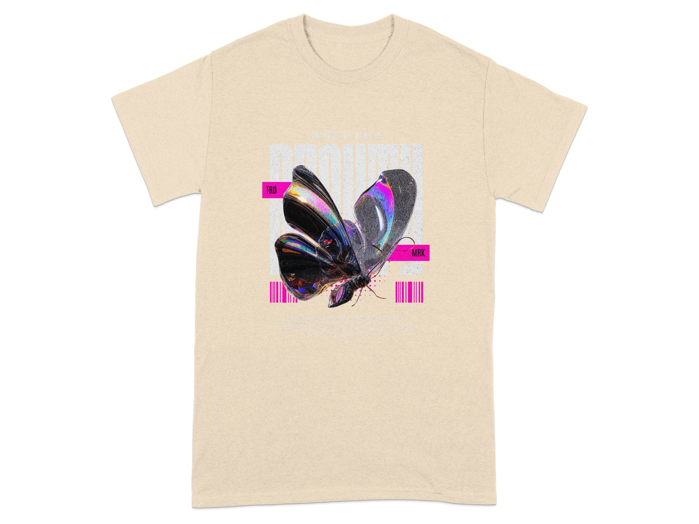 Graphic Butterfly Enhanced Text Art Print Tshirt