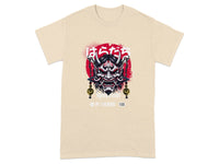 Oni Mask Graphic Design Beige T-shirt