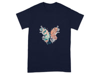 Enchanting butterfly graphic on dark blue t-shirt product