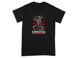 Samurai Spirit Graphic T-Shirt with Skull and Sword Design