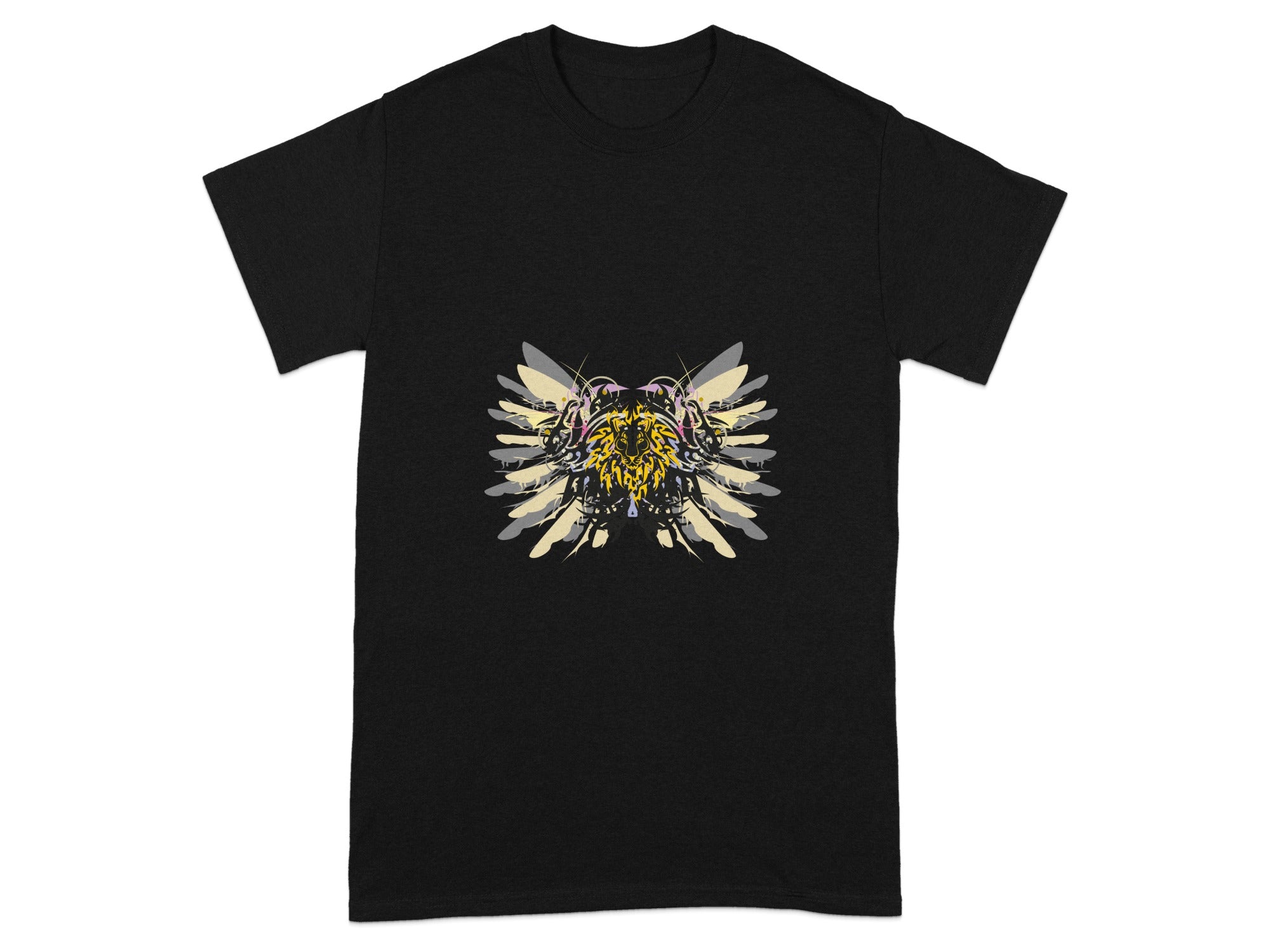 Unique Graphic Bee Wings Design Black T-Shirt