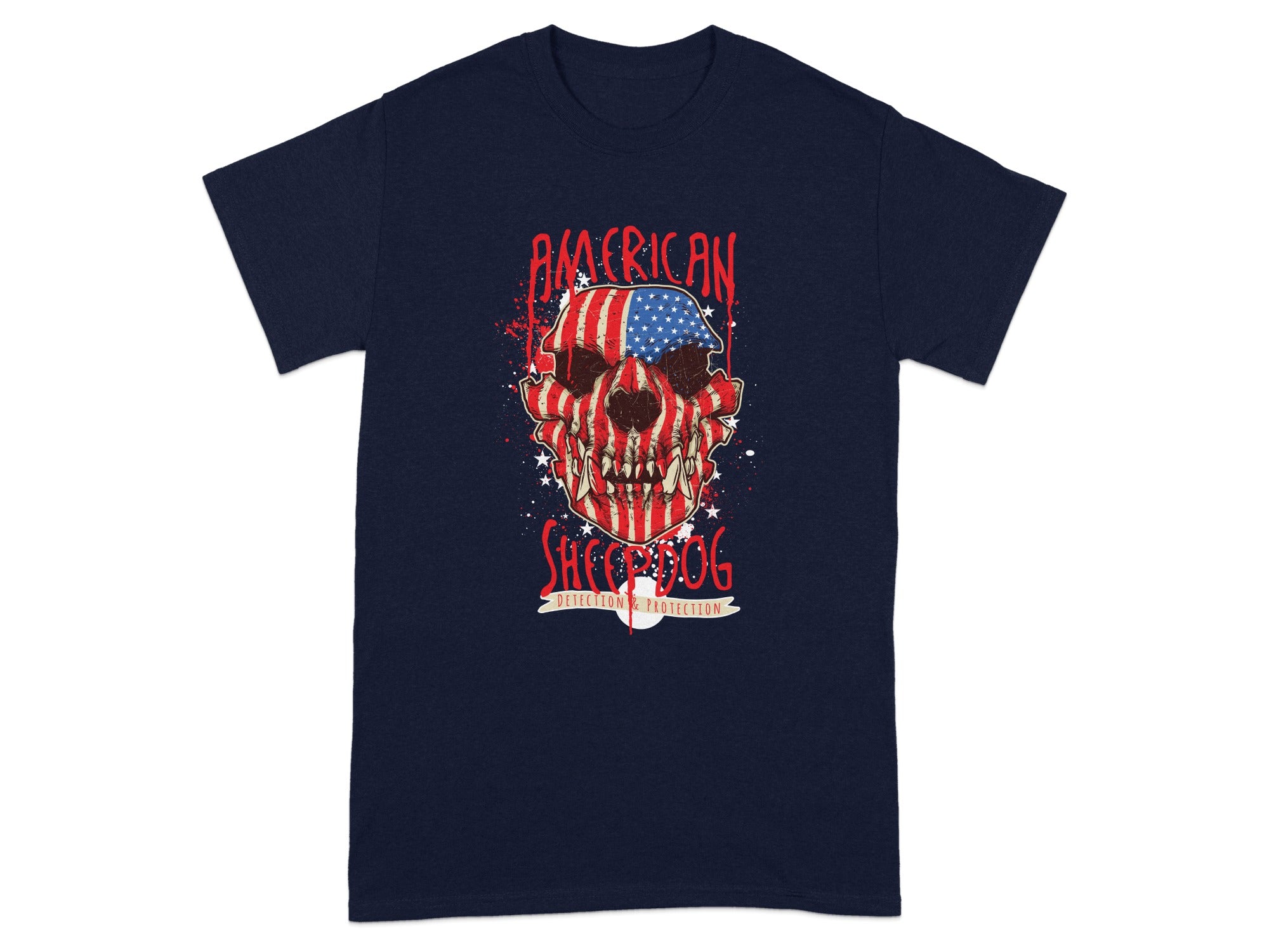 American Sheepdog Patriotic Skull Design Shirt