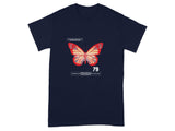 Bold Red Butterfly Graphics on Black T-Shirt