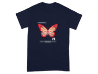 Bold Red Butterfly Graphics on Black T-Shirt