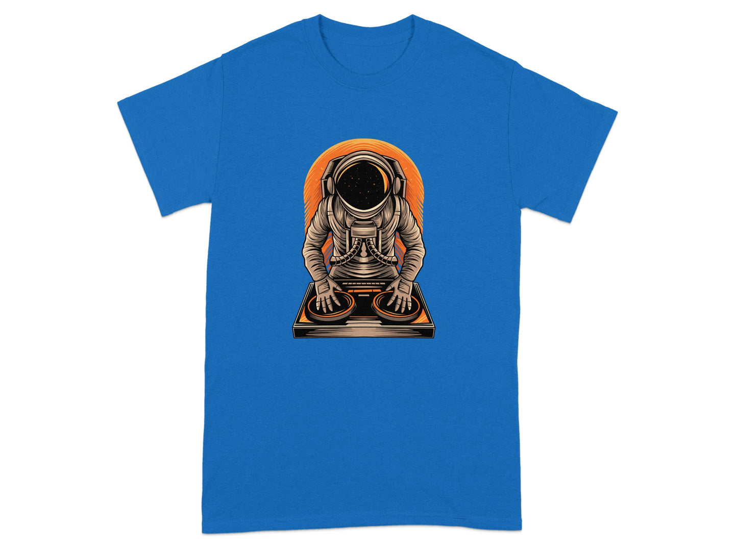 Astronaut DJ Spinning Vinyl Art Graphic T-shirt