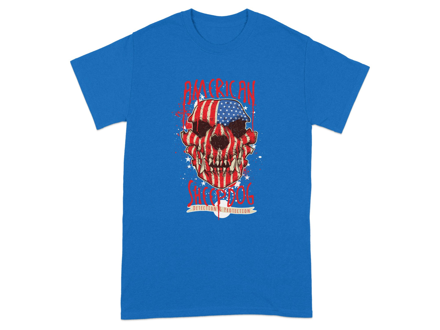 American Sheepdog Patriotic Skull Graphic Shirt