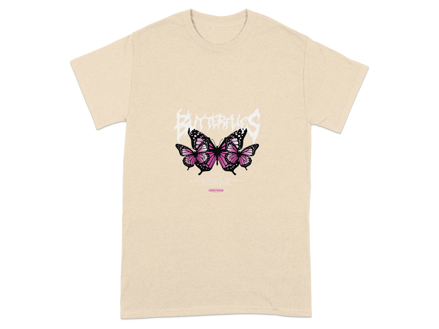 Butterfly Graphic Tee with Pink Butterflies Design