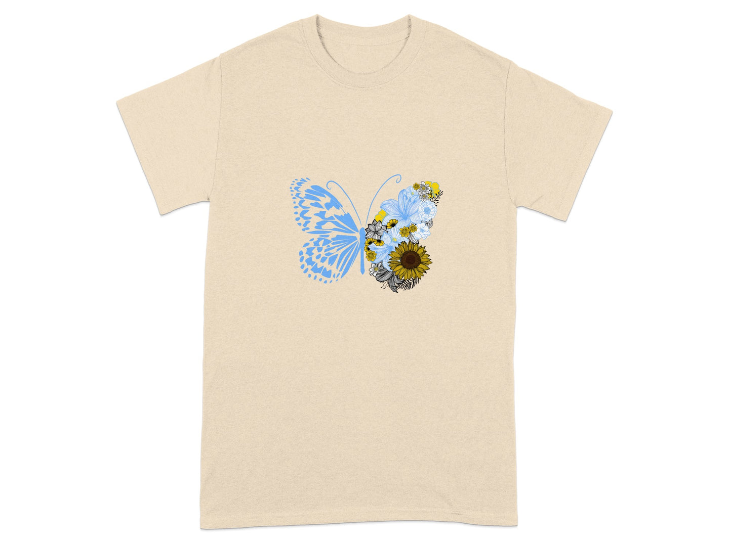 Butterfly and Sunflower Graphic T-Shirt