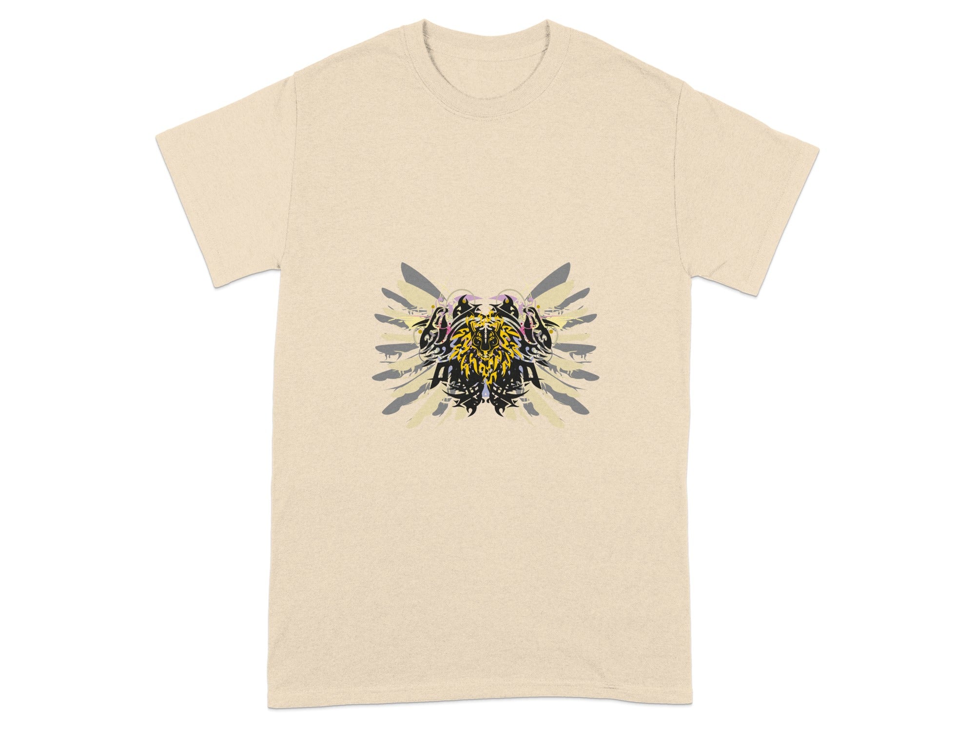 Abstract Multicolor Graphic Design Beige T-Shirt
