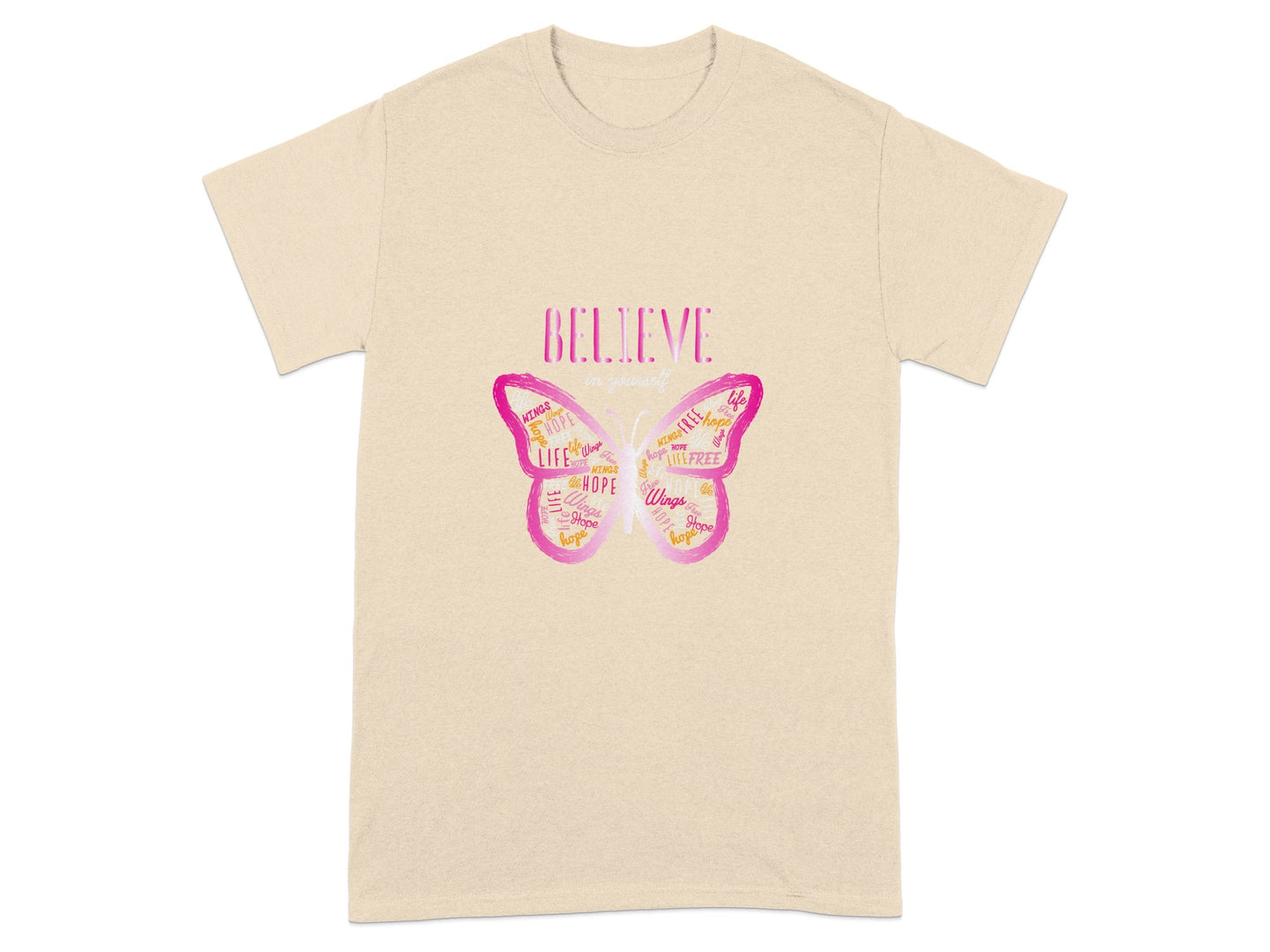 Inspirational Butterfly Believe Graphic T-shirt