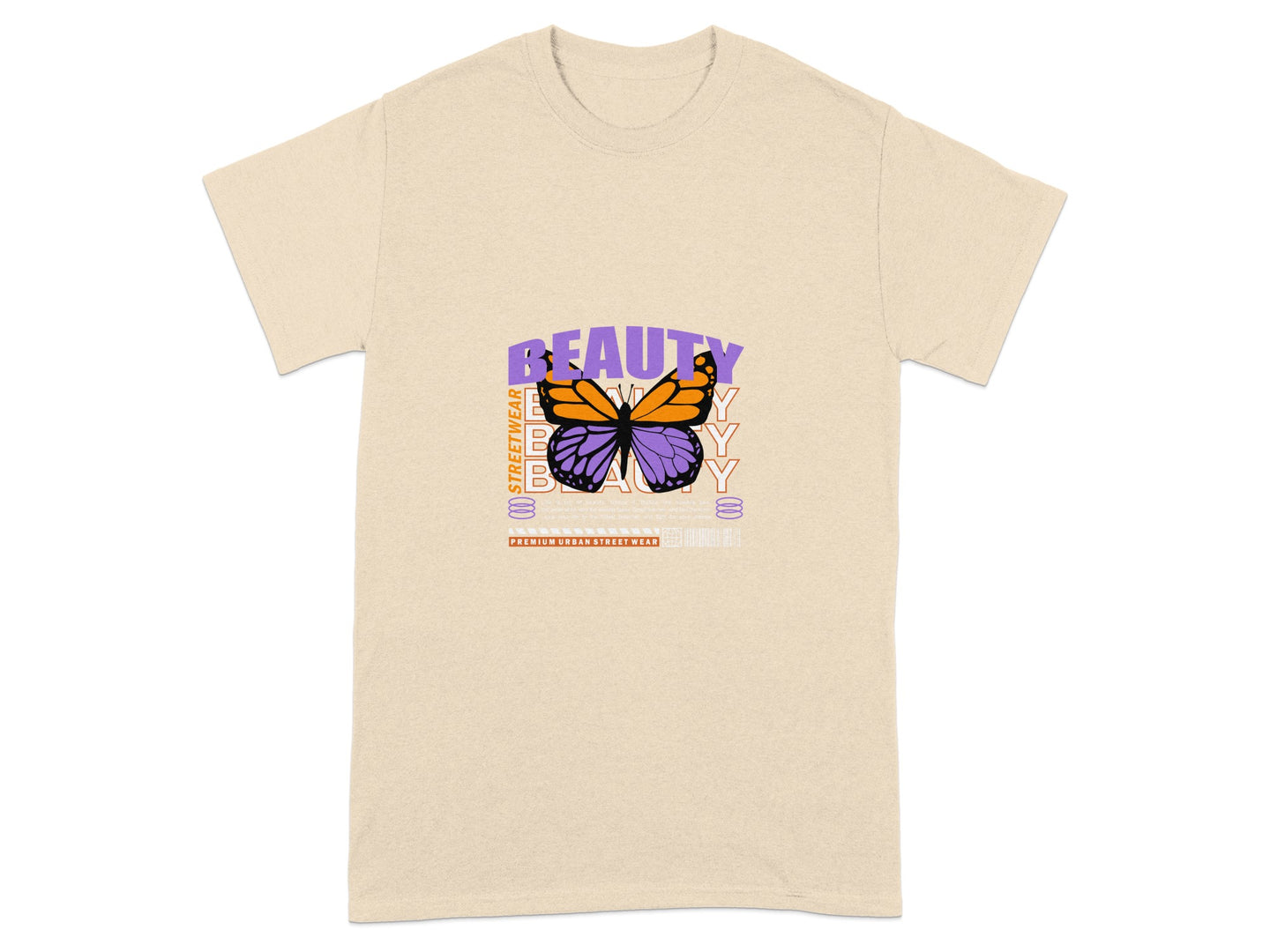 Beauty Butterfly Graphic Print Beige T-shirt