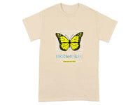 Born To Be Free Yellow Butterfly Graphic T-shirt