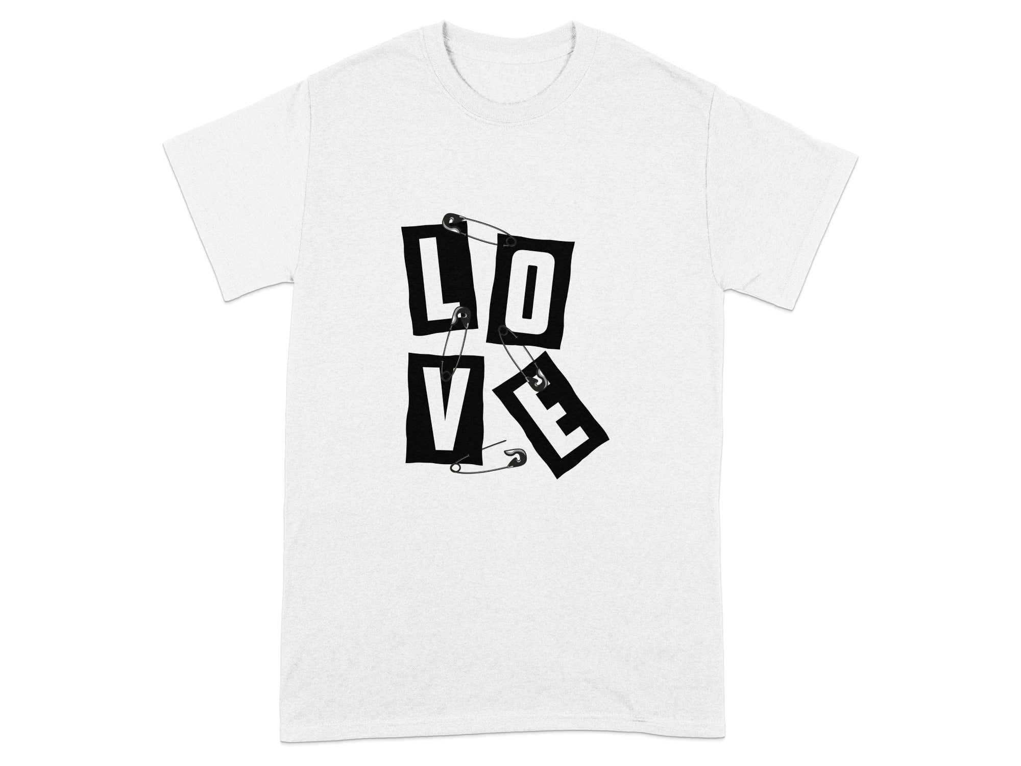 Love Safety Pins Design Graphic T-Shirt