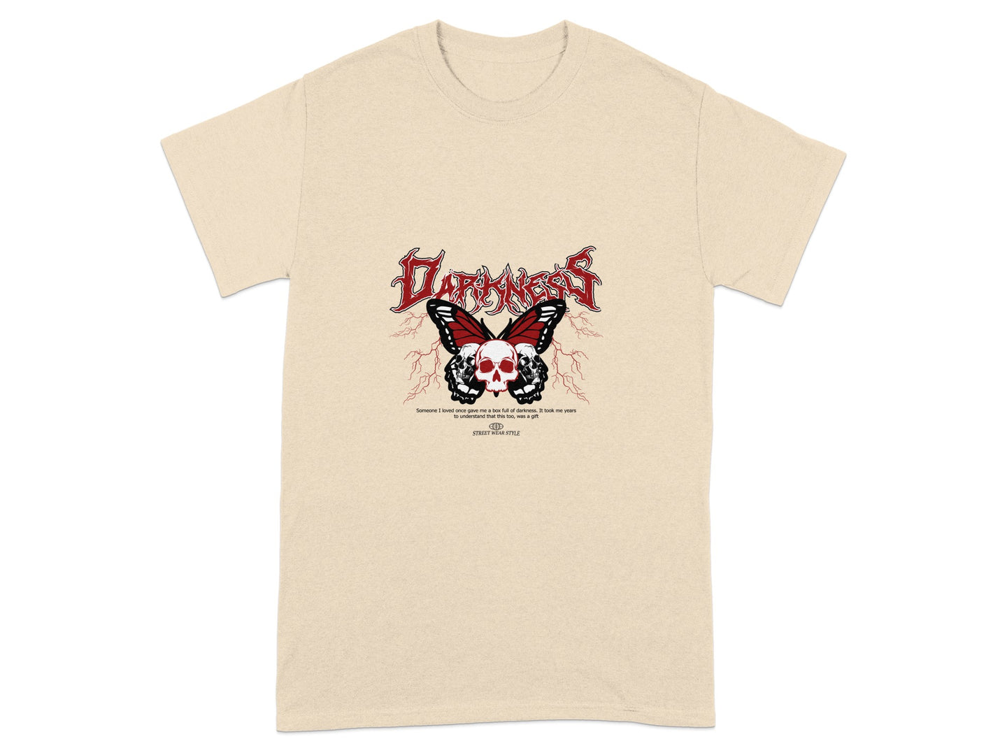 Horror-themed Skull and Butterfly Graphic T-shirt