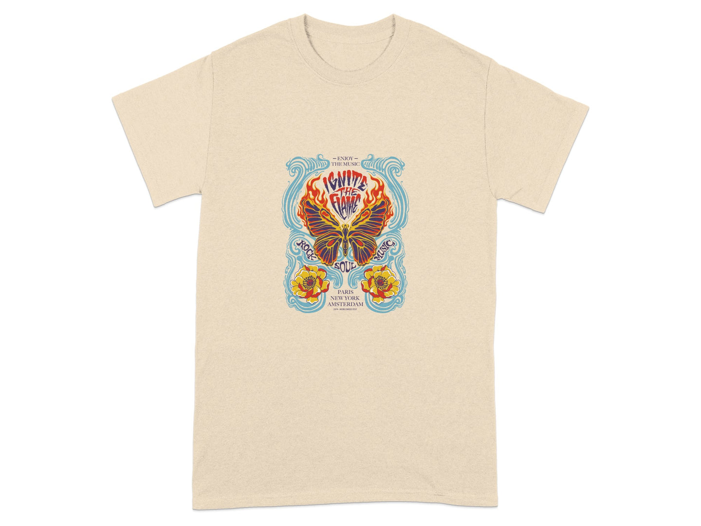 Vibrant Psychedelic Festival Butterfly T-Shirt