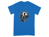 Blue Shirt with Skull and Splash Art Design Product