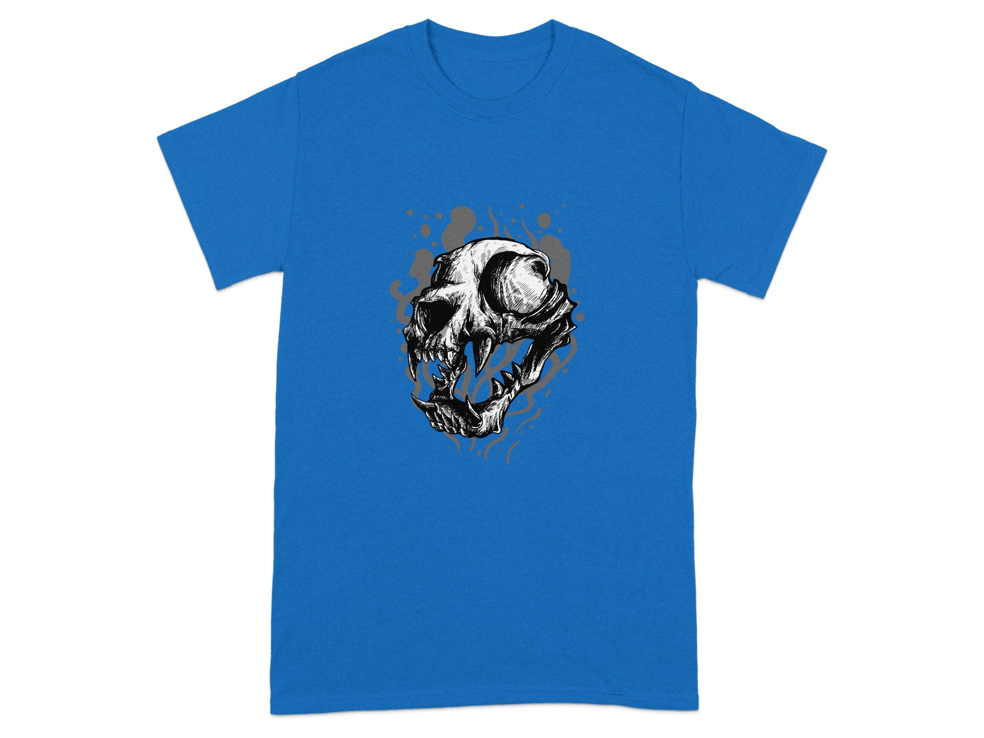 Blue Shirt with Skull and Splash Art Design Product