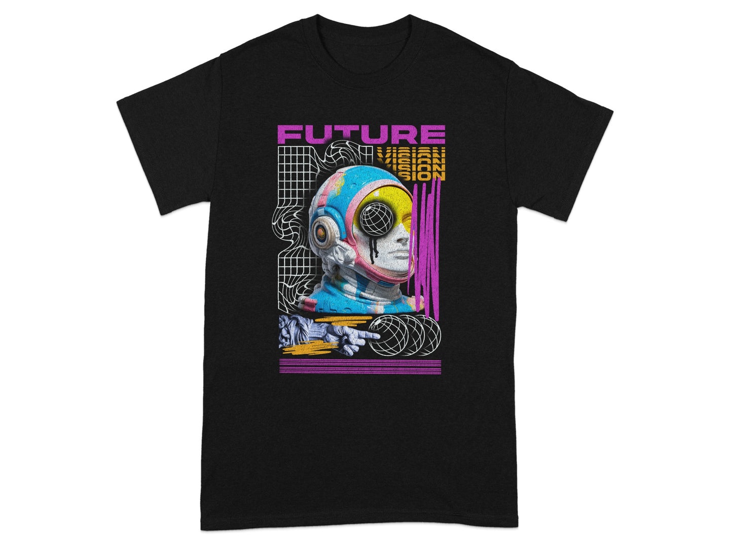 Future Vision Astronaut Graphic Black T-shirt