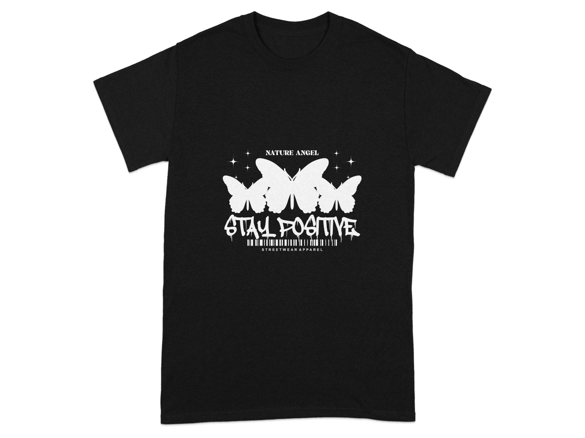 Stay Positive Butterfly Themed Graphic T-shirt
