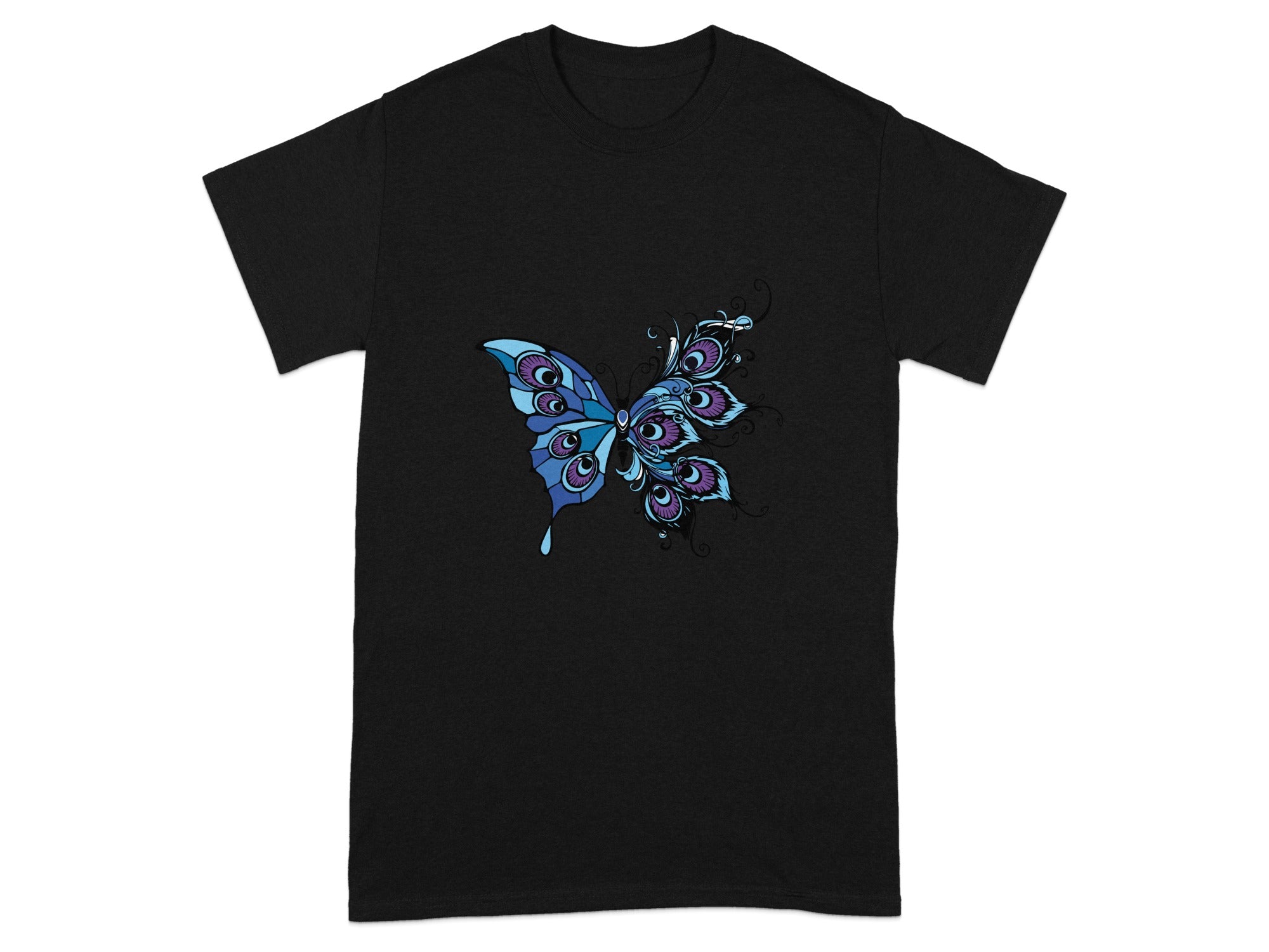 Blue and Purple Butterfly Printed Design T-shirt