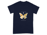 Inspirational Butterfly Graphic Tee Leave Yesterday Behind