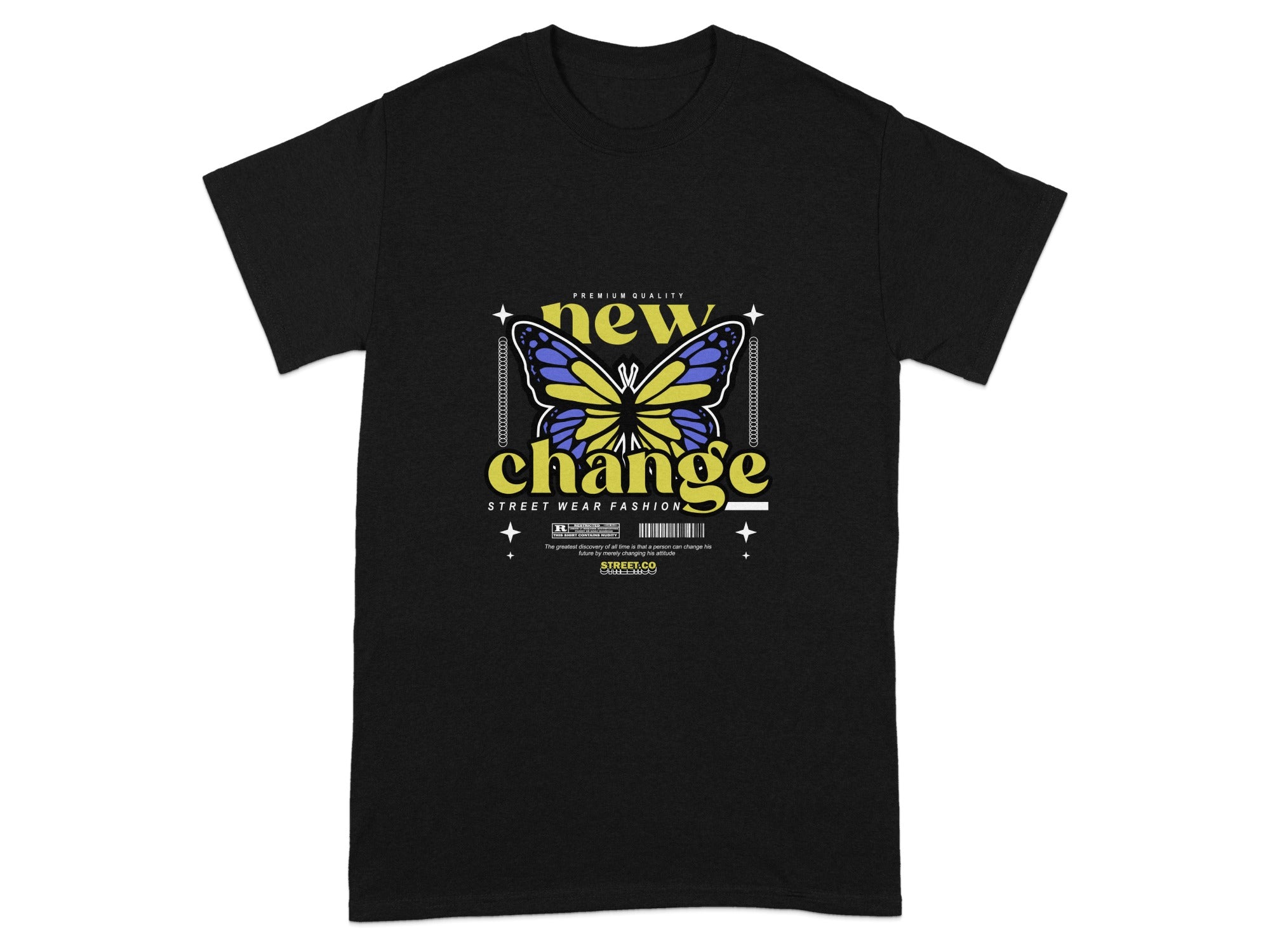 New Change Butterfly Graphic Street Wear Fashion Tee